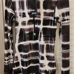 Nike Black and White Grid-Print Quarter-Zip Pullover